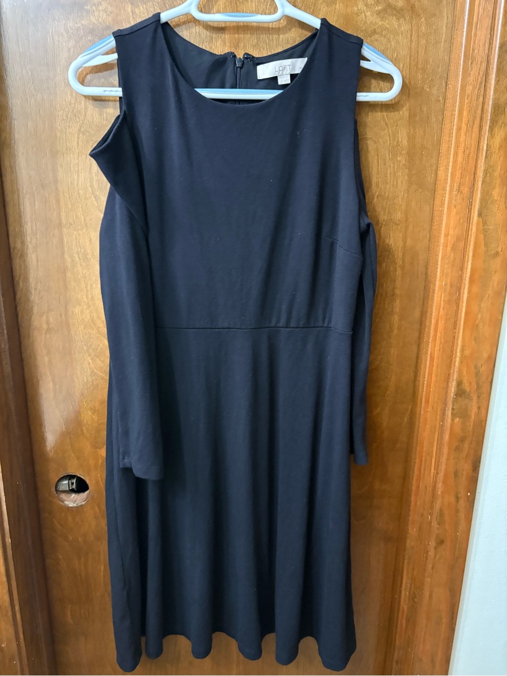 LOFT Black Cold shoulder Long Sleeve A-Line Dress